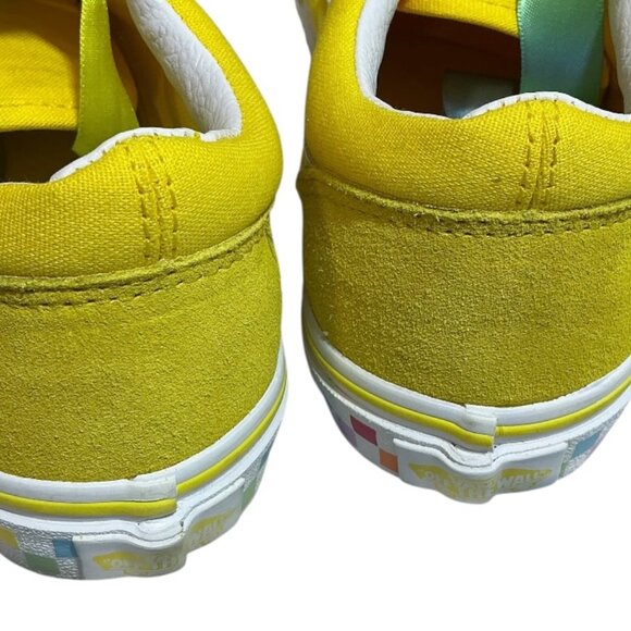 VANS Old Skool Rainbow Lace Yellow/white - Multi Color Checkerboard Kids 3 - Picture 9 of 14